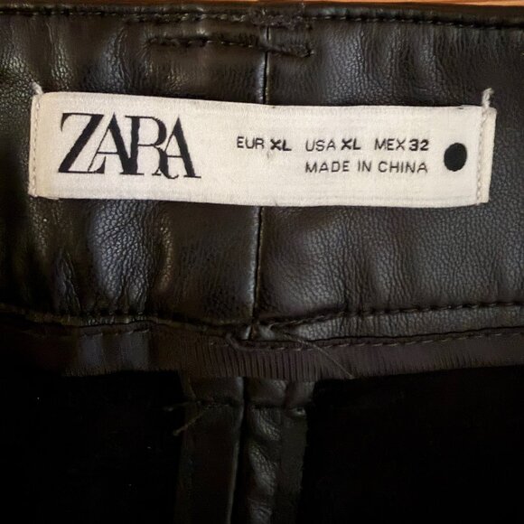 Zara Faux Leather Front Seam Wide Leg Pants Size XL - Picture 2 of 10